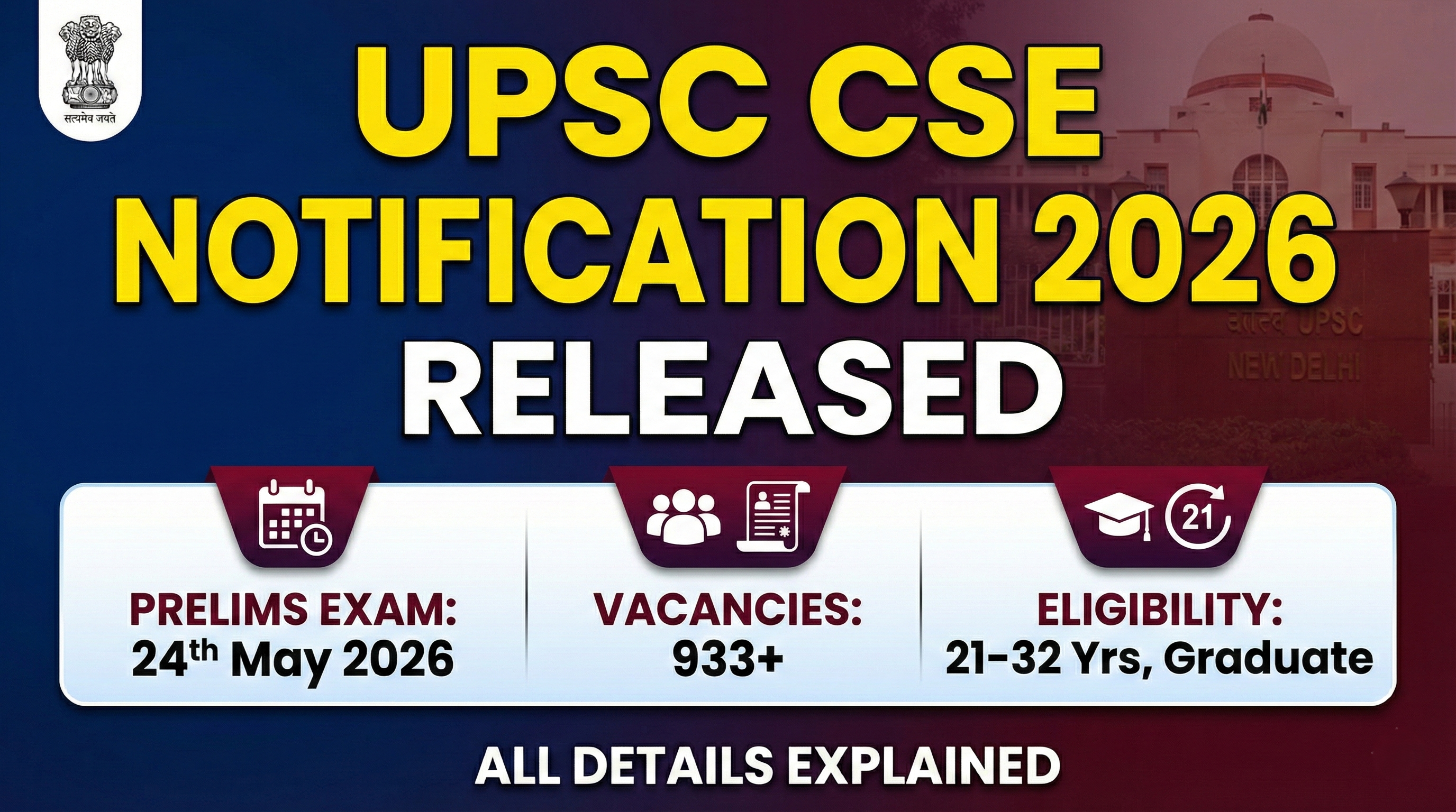 UPSC CSE Notification 2026 Released: Exam Date, Vacancies, and Eligibility Criteria Explained