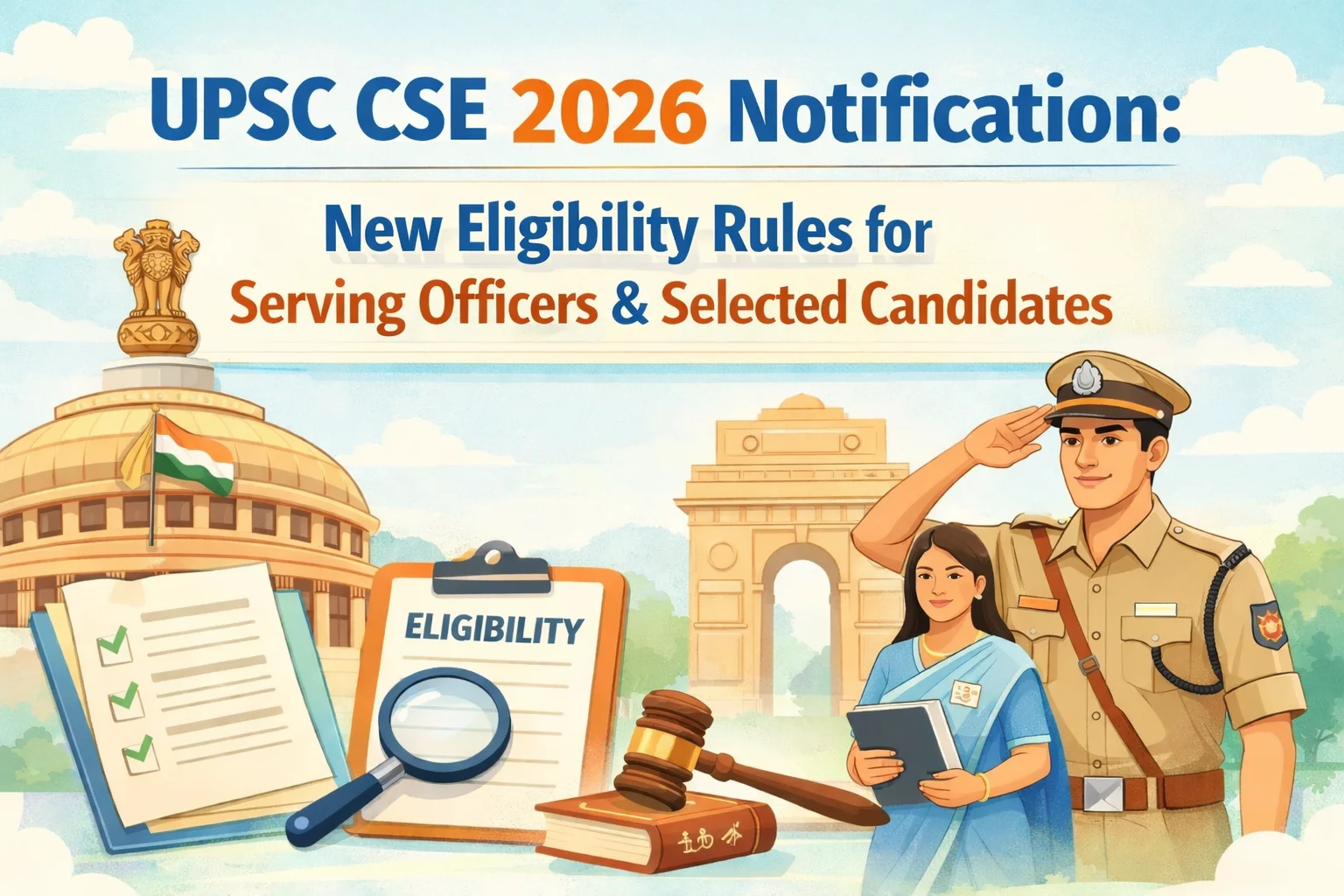 UPSC CSE 2026 Notification: New Eligibility Rules for Serving Officers & Selected Candidates