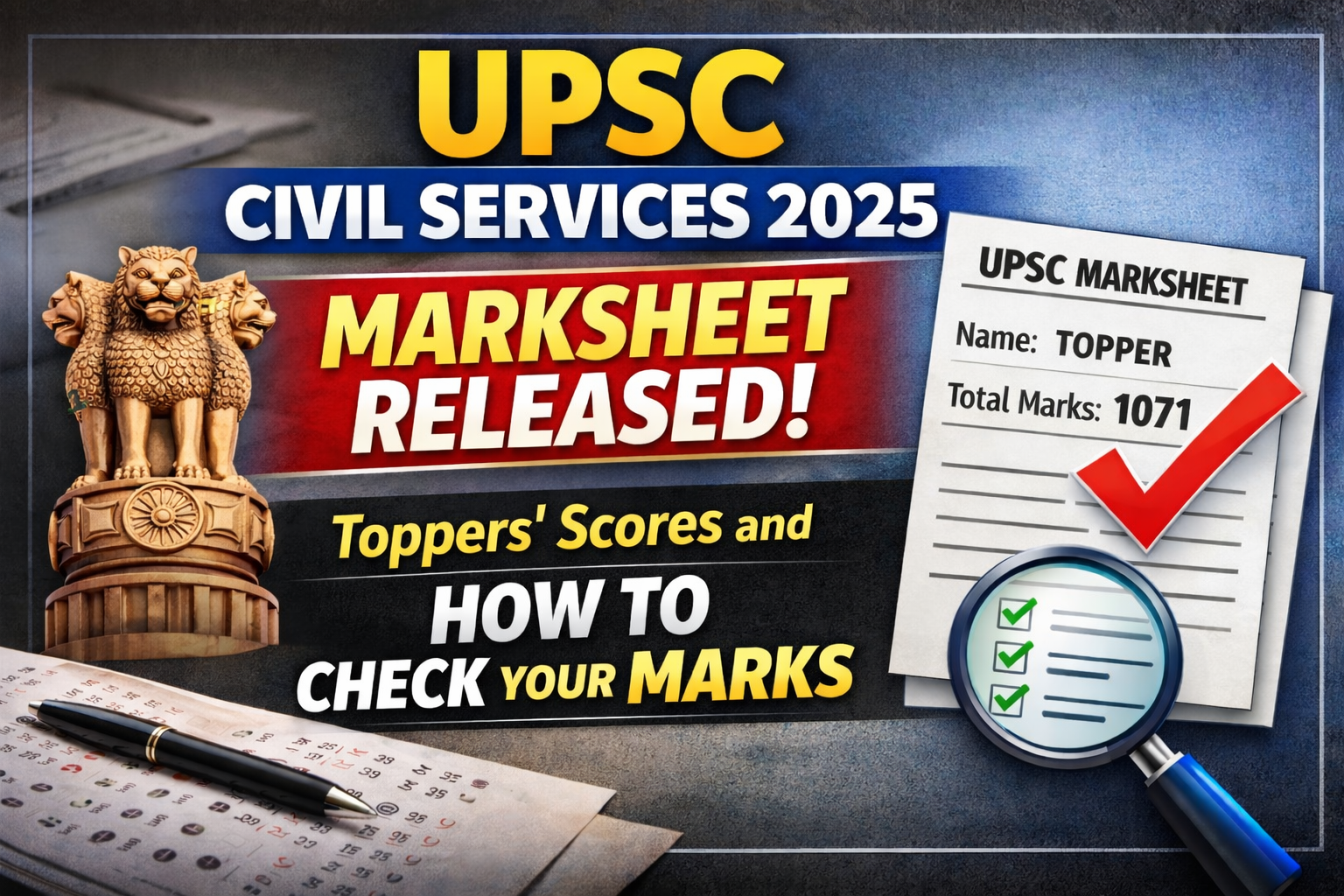  UPSC Civil Services 2025 Marksheet Released
