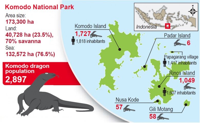 komodo dragon habitat map