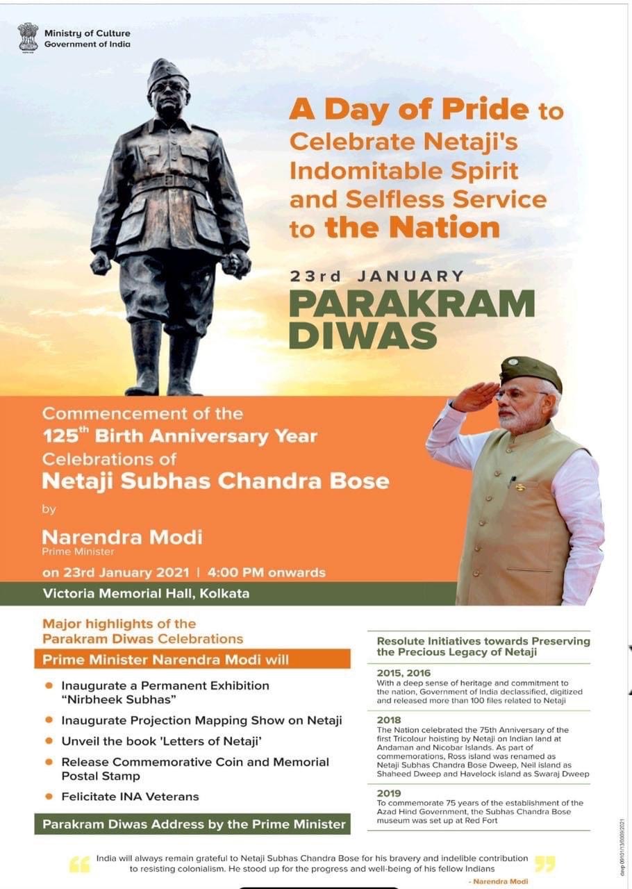 Bekræftelse Ooze Nord Parakram Diwas: Netaji Subhash Chandra Bose Jayanti | 23 Jan 2021